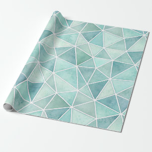 Papel De Regalo Mosaico Geométrico Aqua Pálido - Polígono