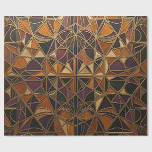 Papel De Regalo Mosaico geométrico Art Deco de oro lujoso