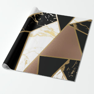 Papel De Regalo Mosaico geométrico de Relieve metalizado de mármol