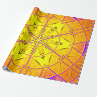 Papel De Regalo Mosaico Kaleidoscope Flor amarillo y morado