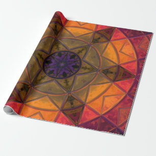 Papel De Regalo Mosaico Kaleidoscope Flor amarillo y morado
