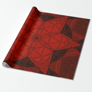 Papel De Regalo Mosaico Kaleidoscope Flor Rojo y Negro