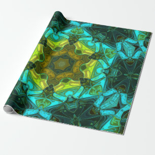 Papel De Regalo Mosaico Mandala Flor Amarillo Verde y Azul