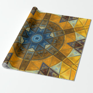 Papel De Regalo Mosaico Mandala Flor Amarillo y Azul