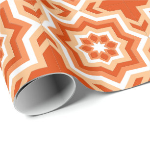 Papel De Regalo Mosaico marroquí, Naranja mandarín y Naranja liger