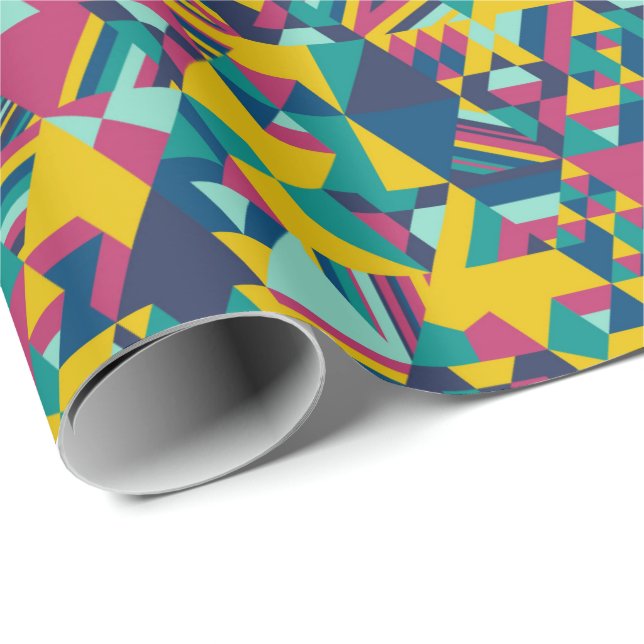 Papel De Regalo Mosaico triangular azul (Esquina del rollo)