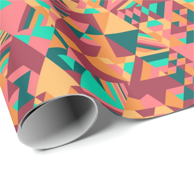 Papel De Regalo Mosaico triangular en naranja (Esquina del rollo)