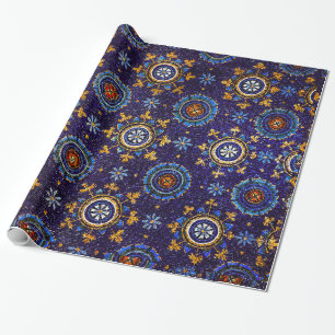 PAPEL DE REGALO MOSAICOS DE RAVENNA BYZANTINE, ESTRELLAS, ESTAR AZ