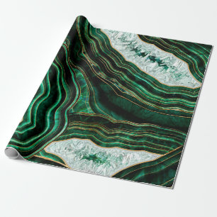 Papel De Regalo Moss Green Geode y Crystals Digital Art