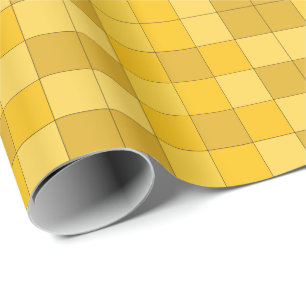 Papel De Regalo Mostaza de tablero de ajedrez amarillo