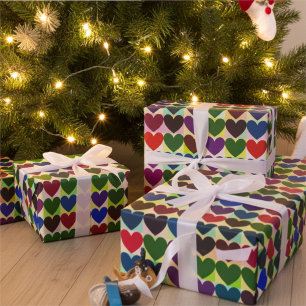Papel De Regalo Motif de corazón colorido brillante y audaz