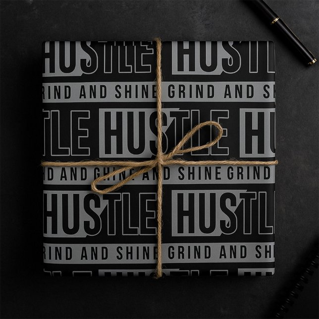 Papel De Regalo Motivación de Hustle Grind y Shine (Subido por el creador)