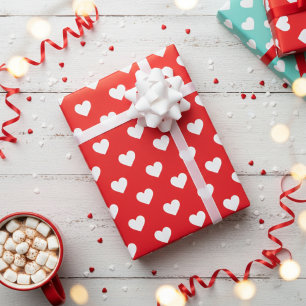 Papel De Regalo Motivo De Corazón Rojo Y Blanco De Ocasión Especia
