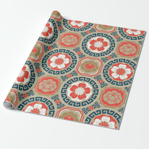 Papel De Regalo Motivo ornamental asiático tradicional sin mar, j