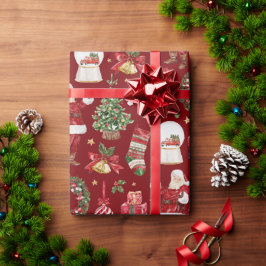 Papel De Regalo Motivos clásicos de los Navidades Santa Claus Bell