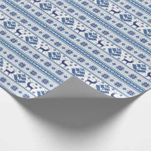 Papel De Regalo Motivos folclóricos azules etno ornamentos venado