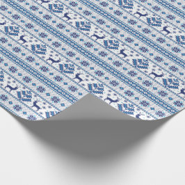 Papel De Regalo Motivos folclóricos azules etno ornamentos venados