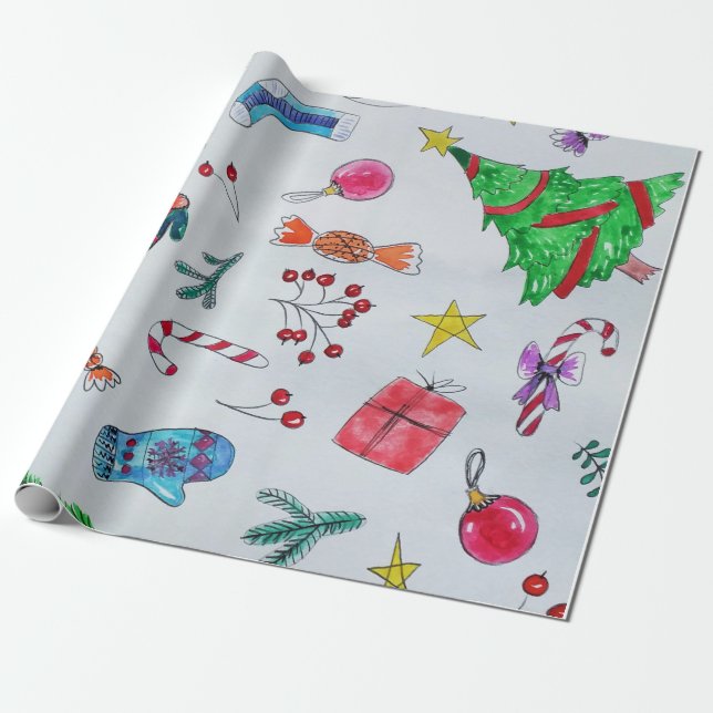 Papel De Regalo Motivos típicos del día de los Navidades (Desenrollado)