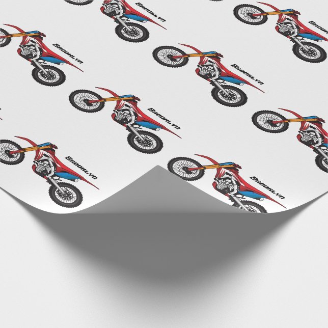 Papel De Regalo Moto de moto de tierra roja (Esquina)