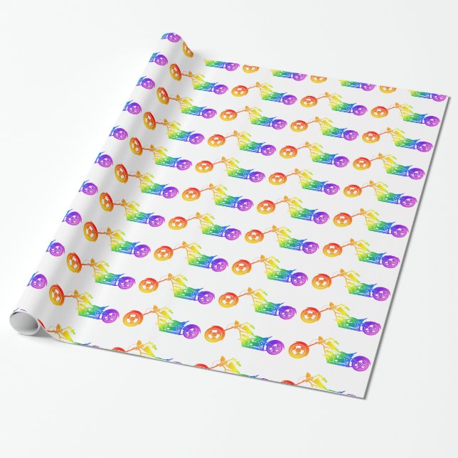 Papel De Regalo Motocicleta arco iris (Desenrollado)