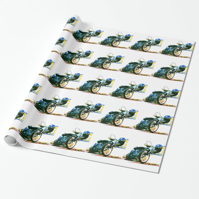 Papel De Regalo Motocicleta impresionante rápida del carretera (Desenrollado)