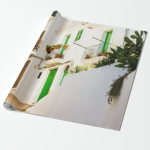PAPEL DE REGALO MOTOCICLETA NEGRA CERCA DEL EDIFICIO DE MURO BLANC