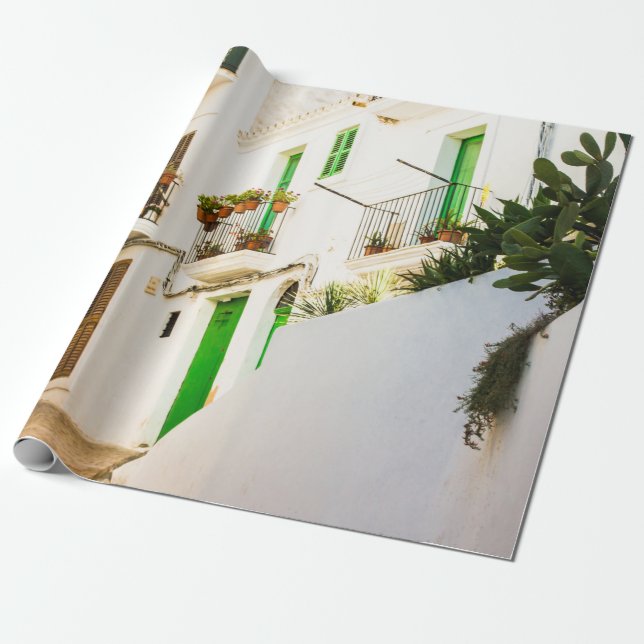 PAPEL DE REGALO MOTOCICLETA NEGRA CERCA DEL EDIFICIO DE MURO BLANC (Desenrollado)