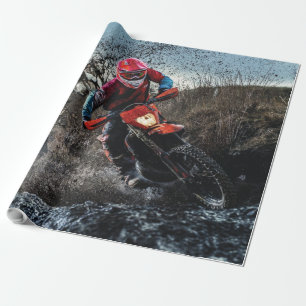 Papel De Regalo Motociclista sucio tirando almohada