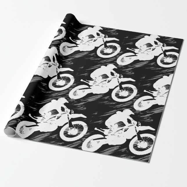 Papel De Regalo Motocross Carreras de motocicleta deportiva compet (Desenrollado)