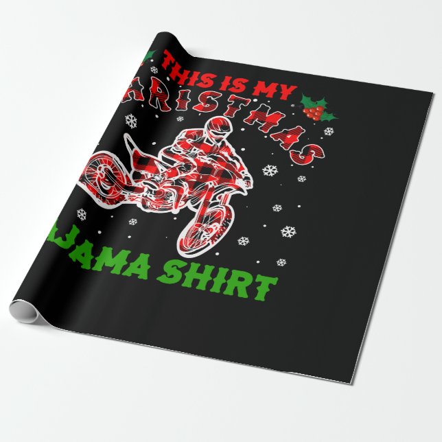 Papel De Regalo Motocross de ciclismo de tierra Navidades de motoc (Desenrollado)