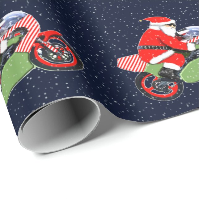 Papel De Regalo Motocross Racing Navidad (Esquina del rollo)