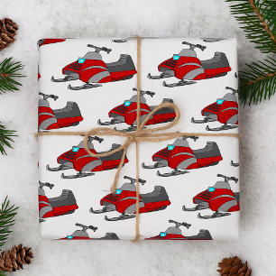 Papel De Regalo Motonieve Roja y Gris