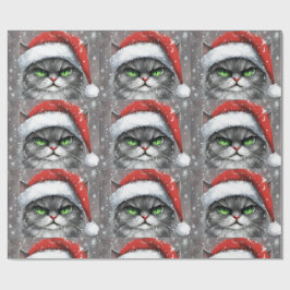Papel De Regalo Mr. Grumpy Face (Gray) Christmas Cat