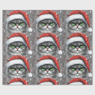 Papel De Regalo Mr. Grumpy Face (Gray) Christmas Cat