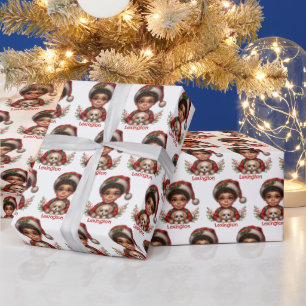 Papel De Regalo Muchacho afroamericano y Navidades de pipa