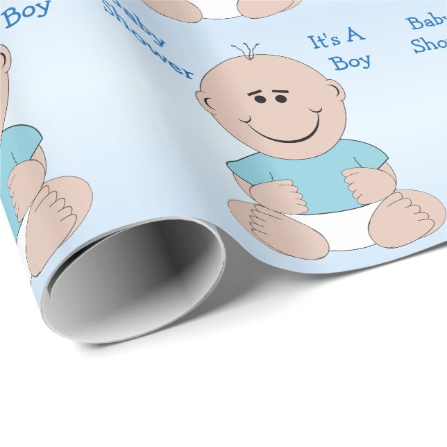 Papel De Regalo Muchacho Baby Shower personalizado (Esquina del rollo)