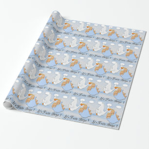 Papel De Regalo Muchachos rubios gemelos - cigüeña Baby Shower q