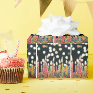 Papel De Regalo Muchas Velas De Cumpleaños En Pastel