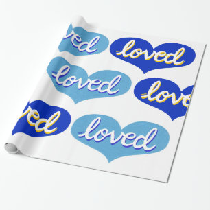 Papel De Regalo MUCHO AMADO - Adorado - corazones de amor azules