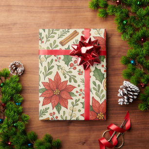 Papel De Regalo Muérdago Botánico Patrón Clásico de Arte Floral