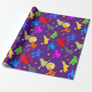 Papel De Regalo Muestras Coloridas En El Vuelo. Patrón de Hallowee