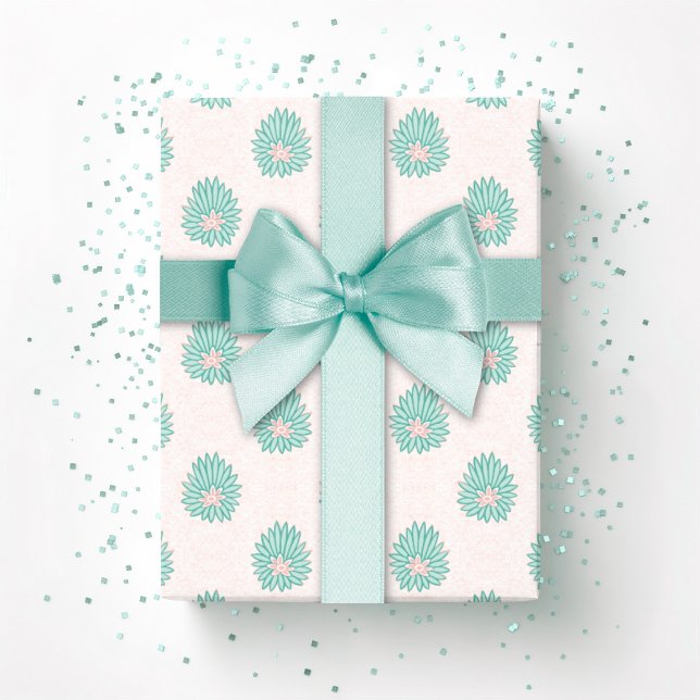 Papel De Regalo Mughal Bloom Dot in Teal and Flamingo (Subido por el creador)