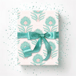 Papel De Regalo Mughal Bloom in Teal and Flamingo