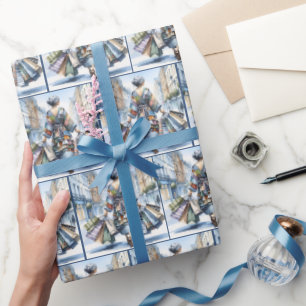 Papel De Regalo Mujer acuarela compradora con bolsas