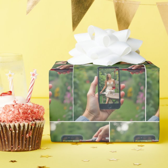 Papel De Regalo Mujer con celular y vino vertido (Fiesta de cumpleaños )