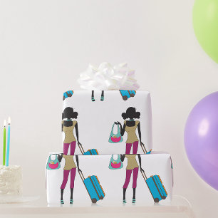 Papel De Regalo Mujer Con Maleta