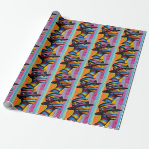 Papel De Regalo Mujer con sombrero colorido 6 Silueta llamativa