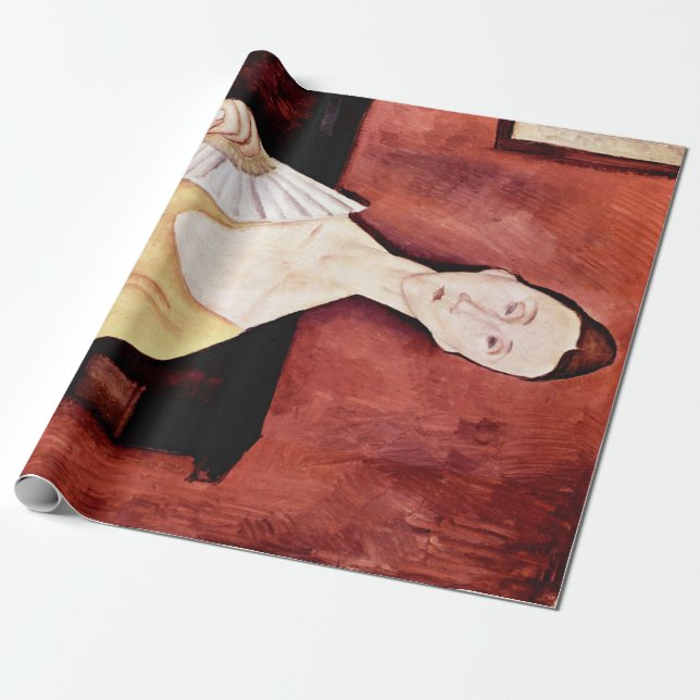 Papel De Regalo Mujer con ventilador, Modigliani (Desenrollado)