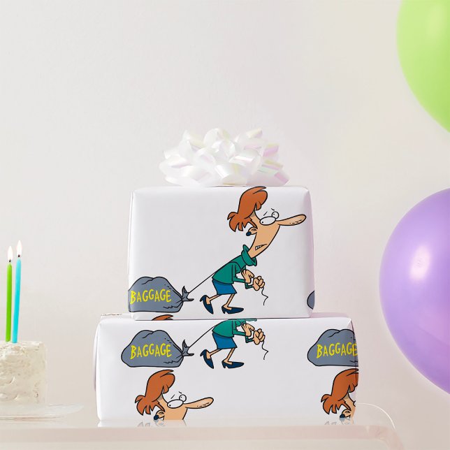 Papel De Regalo Mujer divertida con equipaje emocional (Subido por el creador)
