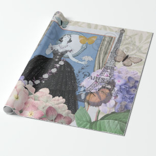 Papel De Regalo Mujer elegante azul vestido floral elegante